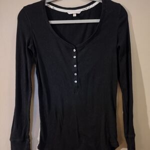 Victoria's Secret Black Long Sleeve Henley Top